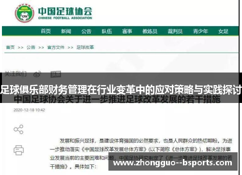 足球俱乐部财务管理在行业变革中的应对策略与实践探讨